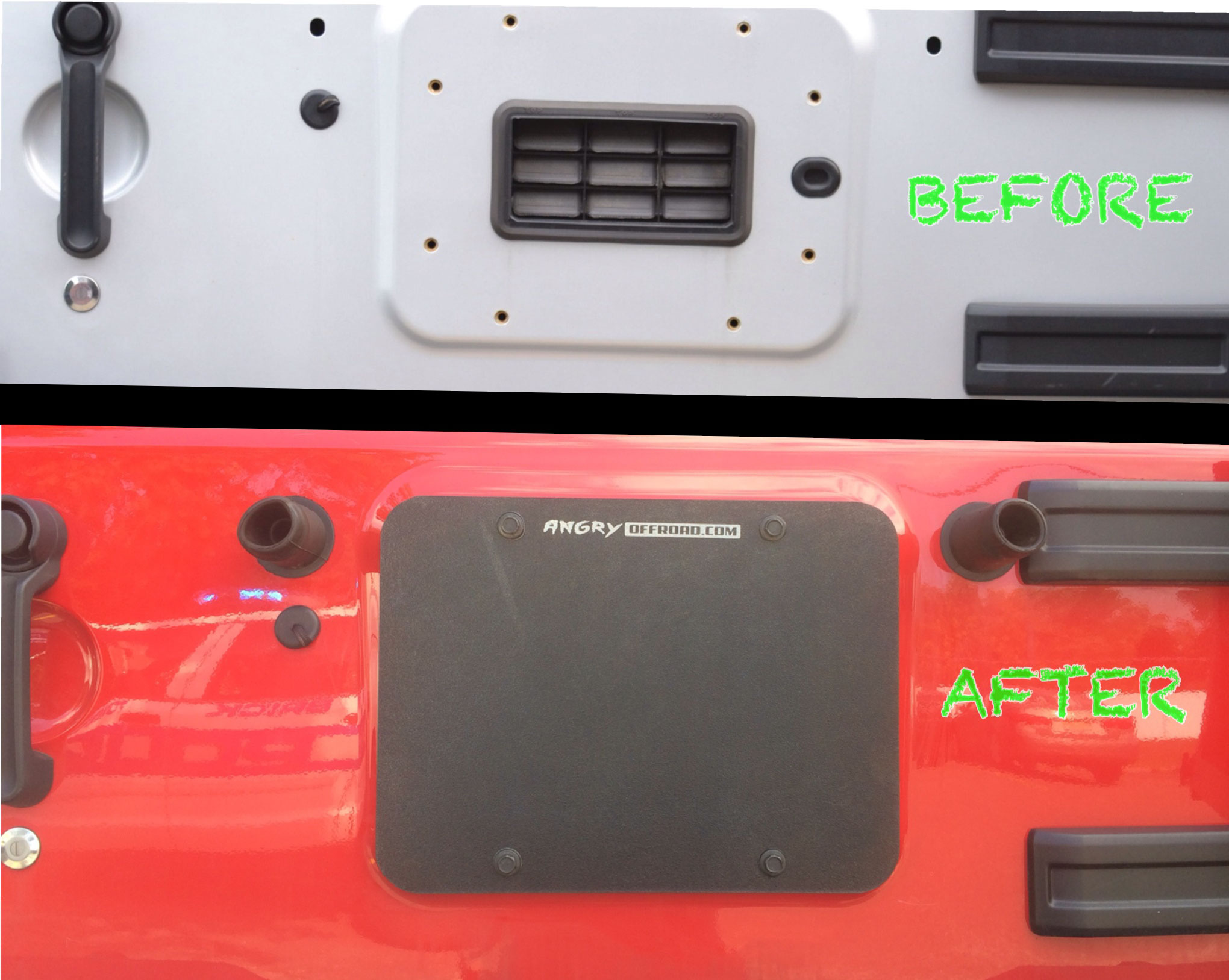 Tailgate Delete Plate - Jeep Tailgate Delete Plate - Angry Off Road Tailgate Delete Plate